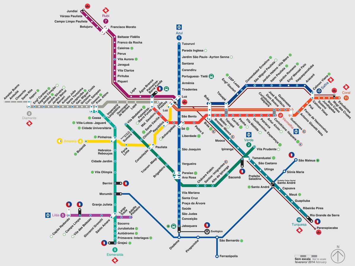 mappa della metropolitana di Sao Paulo