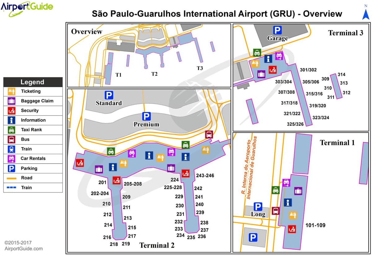 Sao Paulo gru terminal dell'aeroporto mappa