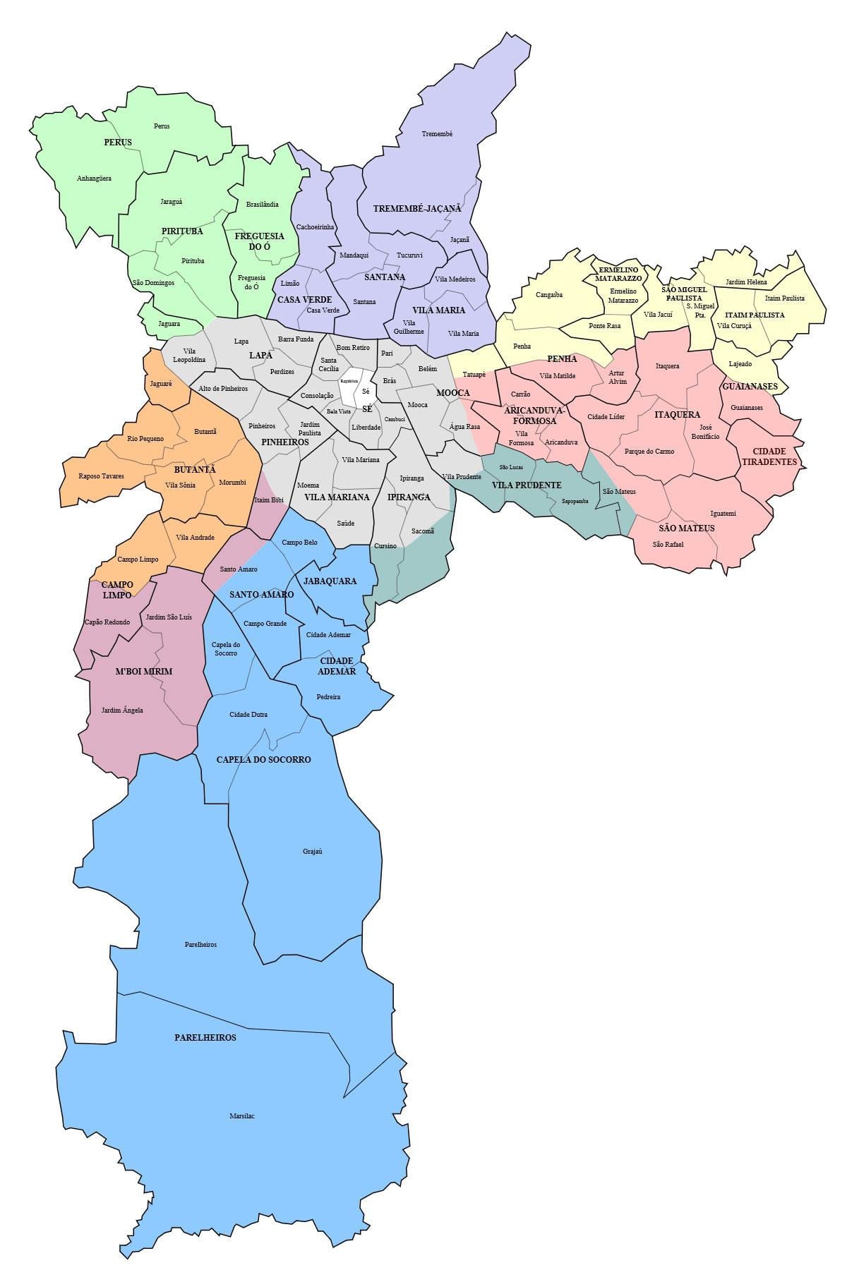 São Paulo arrondissement mappa