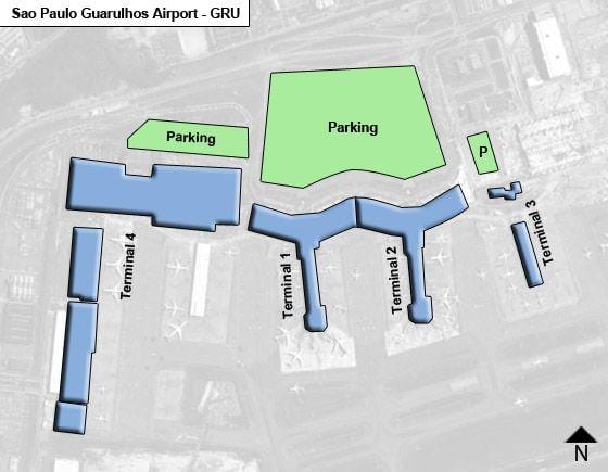 Sao Paulo guarulhos international airport terminal mappa